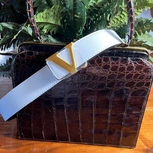 Leather Belt with V Triangle Buckle. Medium to large